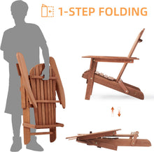 Load image into Gallery viewer, SoliWood Outdoor Wooden Folding Adirondack Chair Set of 2 with Pre-Assembled BackRest, Wood Patio Chair for Garden Backyard Porch Pool Deck Firepit