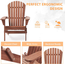 Load image into Gallery viewer, SoliWood Outdoor Wooden Folding Adirondack Chair Set of 2 with Pre-Assembled BackRest, Wood Patio Chair for Garden Backyard Porch Pool Deck Firepit