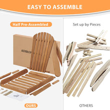 Load image into Gallery viewer, SoliWood Outdoor Wooden Folding Adirondack Chair Set of 2 with Pre-Assembled BackRest, Wood Patio Chair for Garden Backyard Porch Pool Deck Firepit