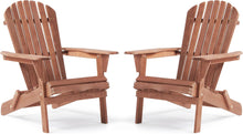Load image into Gallery viewer, SoliWood Outdoor Wooden Folding Adirondack Chair Set of 2 with Pre-Assembled BackRest, Wood Patio Chair for Garden Backyard Porch Pool Deck Firepit