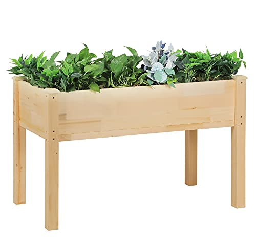 Raised Garden Bed with Legs in Patio Backyard Balcony Outside , Outdoor Elevated Wood Planter Box for Planting Flower Herb Vegetable Fruit ,48 x 24 x 30 inch,200 lb Capacity